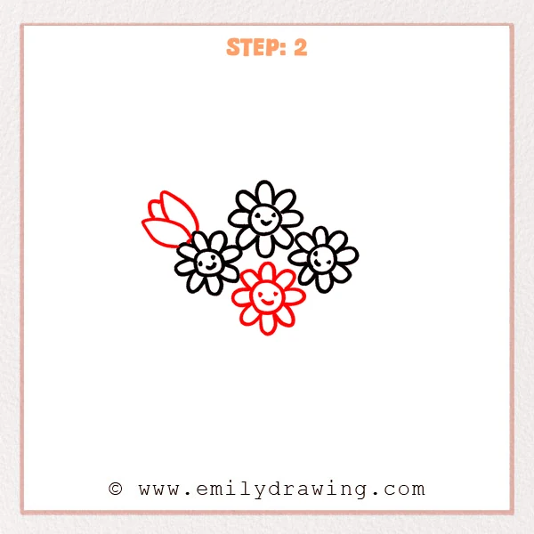how to draw a spring flowers - Step 2